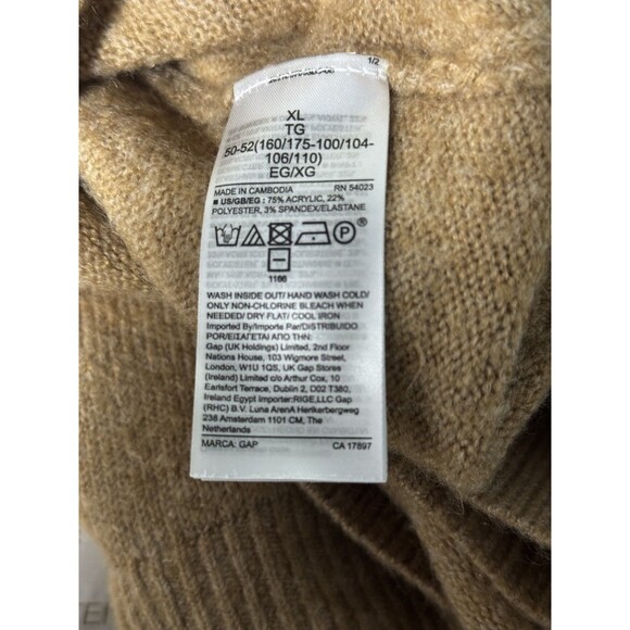 Gap Crew Neck Sweater Acrylic Womens Size XL Tan Casual Beige Hi Low - Picture 7 of 7